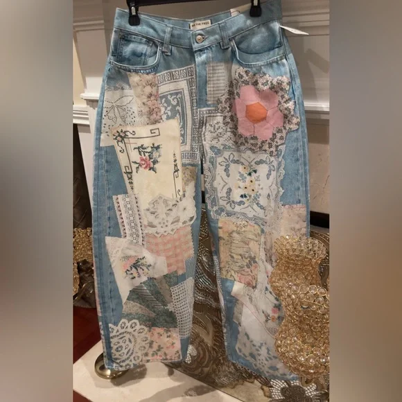 Free People Blue Patchwork soft Jeans🦋✨🦋 - Picture 3 of 16